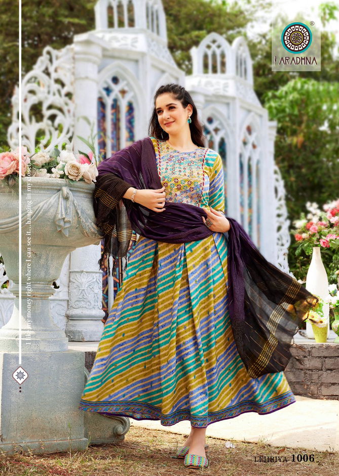 Aradhna Lehriya 1001 New Fancy Ethnic Wear Anarkali Kurti With Dupatta Collection